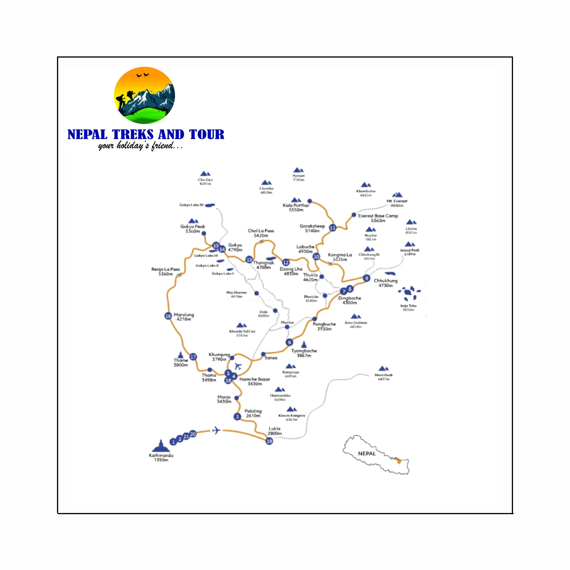 everest chola pass trek map