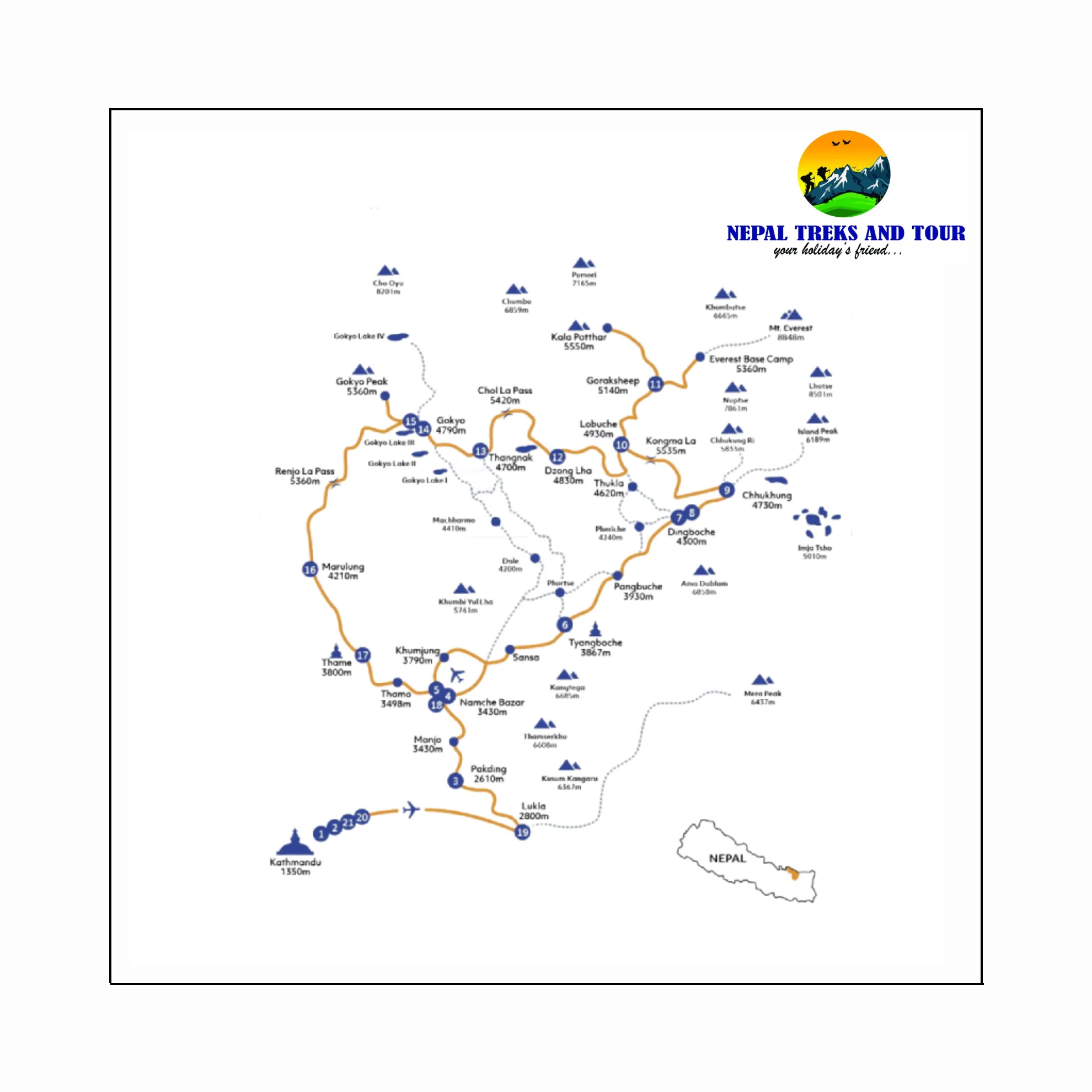 Evetrest three passes trek map