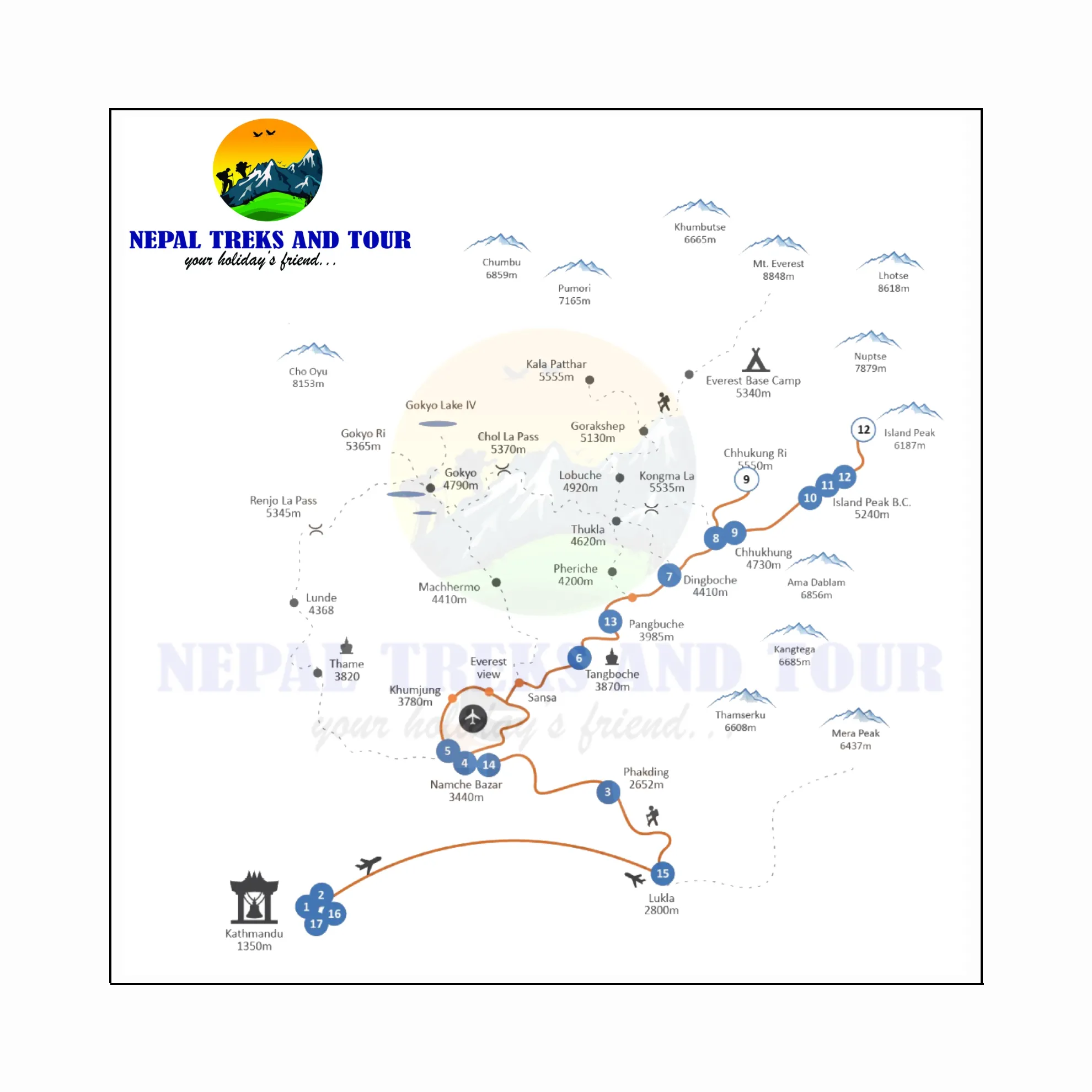 island peak climbing map