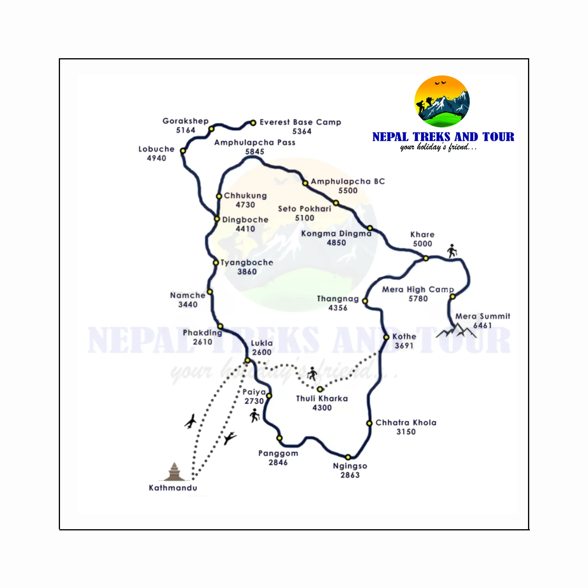 mera peak climbing map
