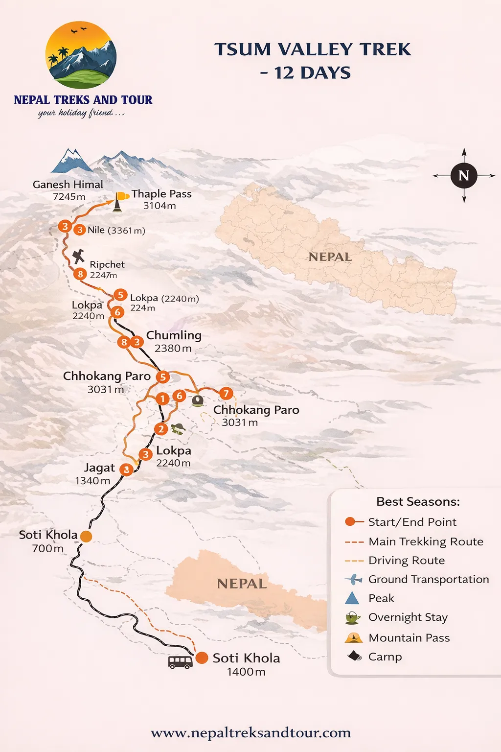 tsum valley trek map