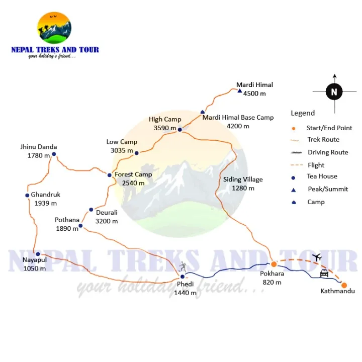 Mardi himal trek map